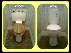 Before and after toilet renovation